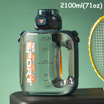 1pc TKK Leakproof Sports Water Bottle Jug with Handle & Straw - Wide Mouth, BPA-Free, for Gym, Travel, Camping, Yoga - Available in 1000ml/1600ml/2100ml (33.81oz/54.1oz/71.01oz) - Ideal Gift for Athletes, Hikers, Outdoor Enth
