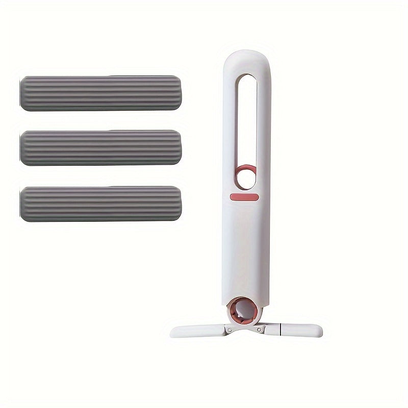 4pcs/1 Set Mini Mop with Self-Squeezing Mechanism - Portable, White Synthetic Fiber Cleaning Tool, Suitable for Home, Living Room, Bedroom, Furniture and Window Cleaning, Window Cleaning Tool | Modern Mini Mop | Compact Desig