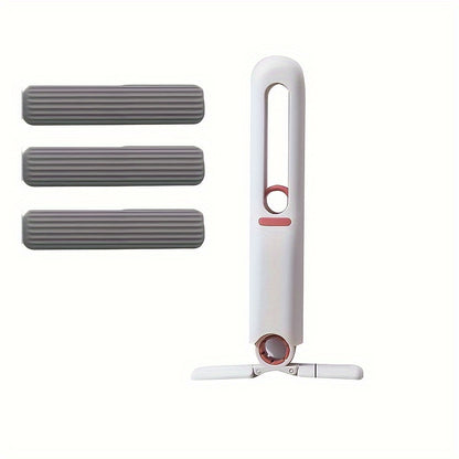 4pcs/1 Set Mini Mop with Self-Squeezing Mechanism - Portable, White Synthetic Fiber Cleaning Tool, Suitable for Home, Living Room, Bedroom, Furniture and Window Cleaning, Window Cleaning Tool | Modern Mini Mop | Compact Desig