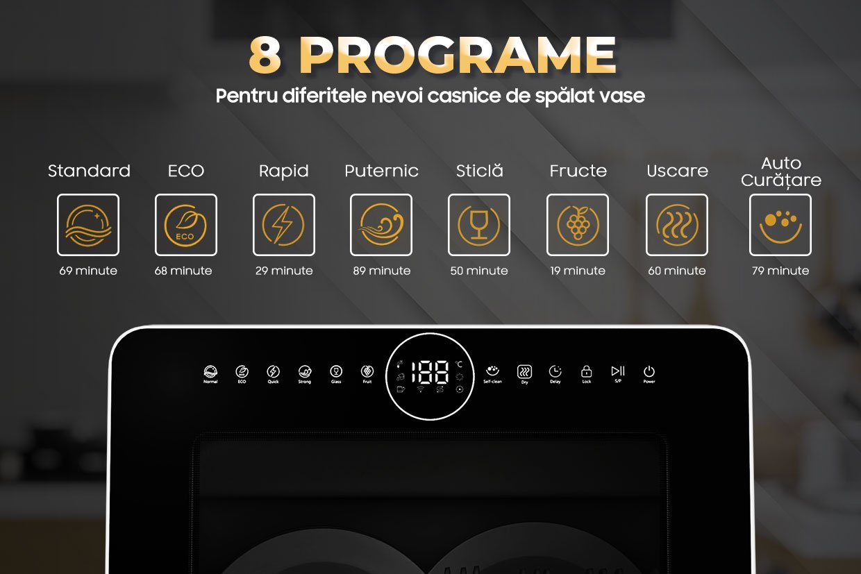 Máquina de lavar loiça compacta Ihunt Bro Xpert, Turbo Clean, 950W, com bomba de drenagem, controlo digital, classe B, 6 programas, aquecimento/secagem, torneira de abastecimento de água/manual, depósito de água de 5L, 45cm, branco