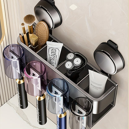 Bathroom Essentials Wall Mount Shower Caddy - No Drilling Required, Space-Saving Organizer for Toothbrushes, Dental Cup, Mouthwash, and Bathroom Accessories - Ideal for Home and Gift