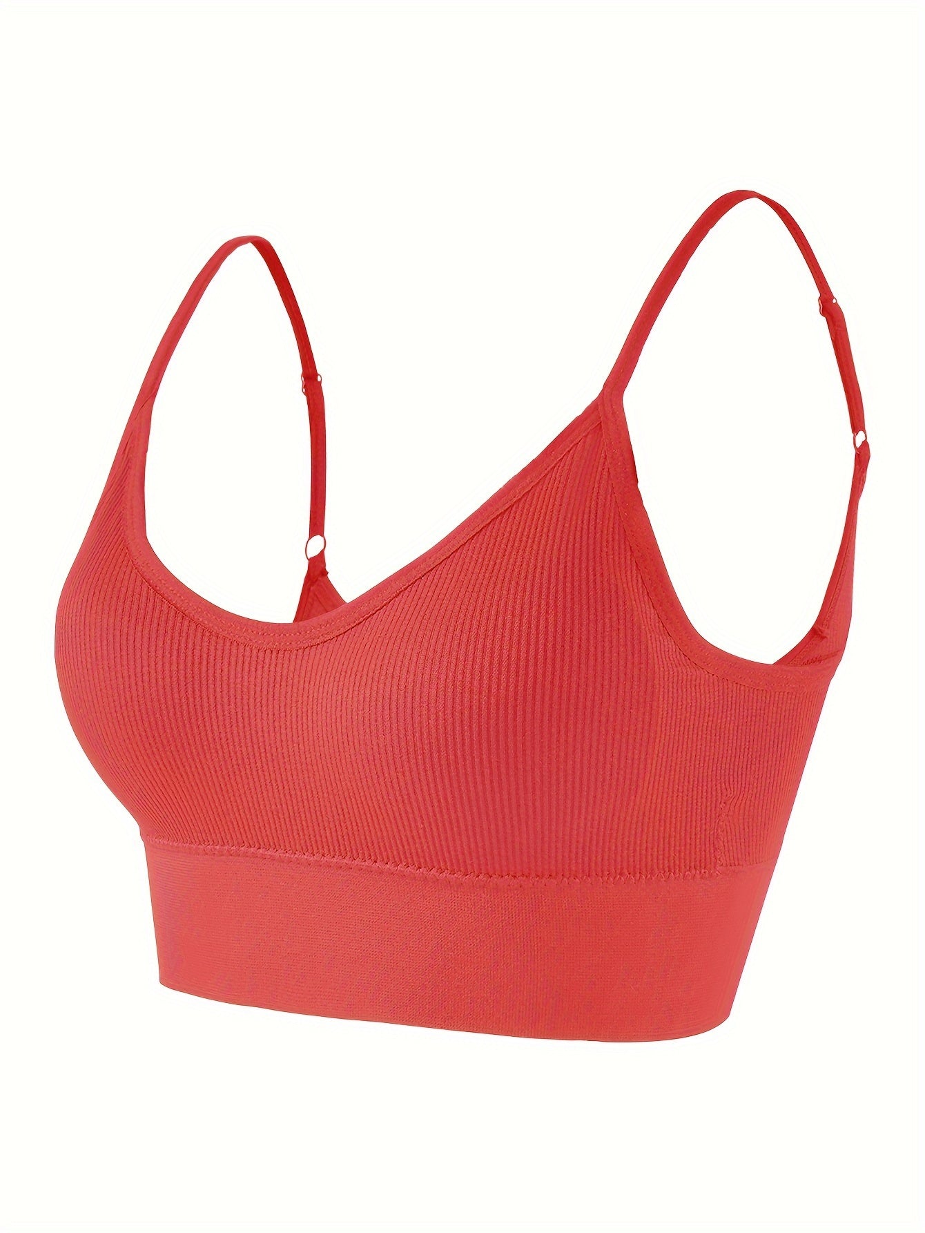 Solid Ribbed Sports Bra, Comfy & Breathable Workout Fitness Intimates Bra, Women's Lingerie & Underwear