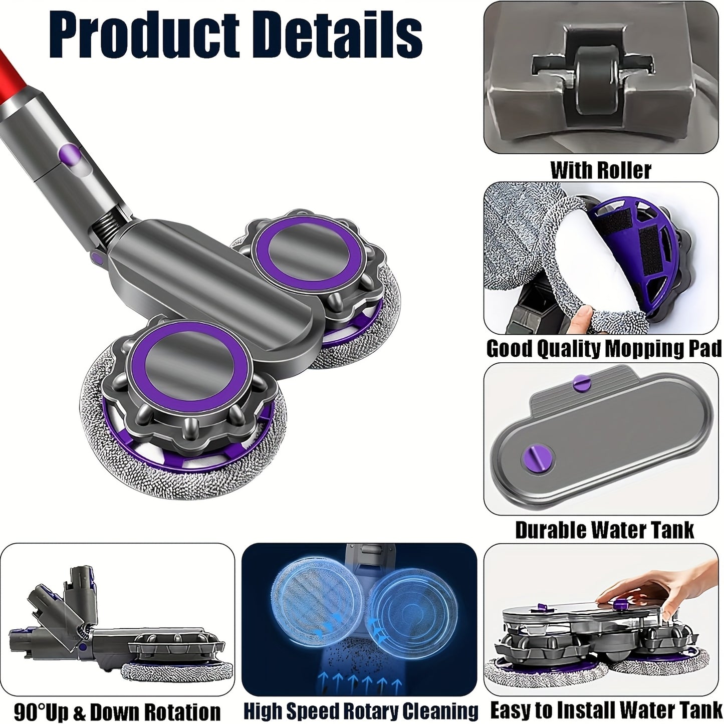 New mop attachment for Dyson V7 V8 V10 V11 V15 vacuum cleaner electric mop head