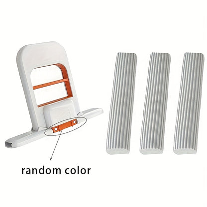 4pcs 1 Mop + 3 Sponges No-Wash Desktop Cleaner - Quick Cleaning Design, Foldable Space-Saving Handheld System for Home, Office, Bathroom & Kitchen Compact Tabletop Scrubber Ideal Small Apartments and Dorms Durable Plastic Mat