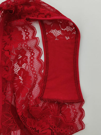 Conjunto de 4 elegantes cuecas biquíni para mulher em renda jacquard transparente, com elasticidade média e cintura baixa. Lingerie e roupa interior feminina.