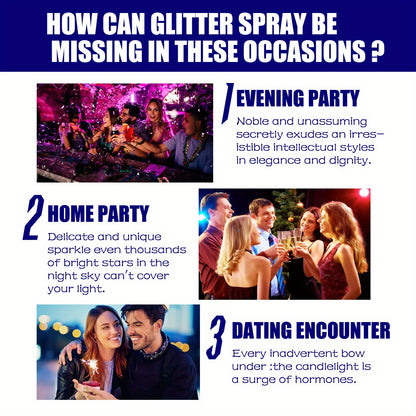 1PCS Glitter Spray Shimmer Silver Glitter Hairspray, Hair Body Glitter Spray, Silver Holographic Highlight Powder Spray For Party Perform Brighten Makeup