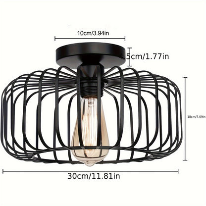 Ceiling Light Black, Modern Metal Ceiling Lamp E27 Socket, 1 Flame Round Lampshade Pendant Lamp for Kitchen Hallway Living Room Bedroom Dining Room