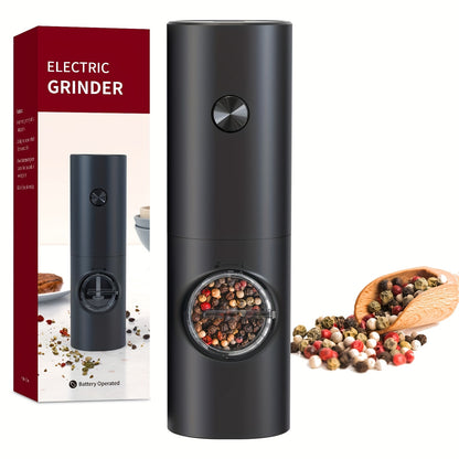 Single or Double Pack Options, Includes Base for Two-Pack - Electric Salt and Pepper Grinder with One Hand Operation, Battery Powered, Adjustable Coarseness, LED Light & Stand, Suitable for Kitchens, Food Seasoning Device, Di