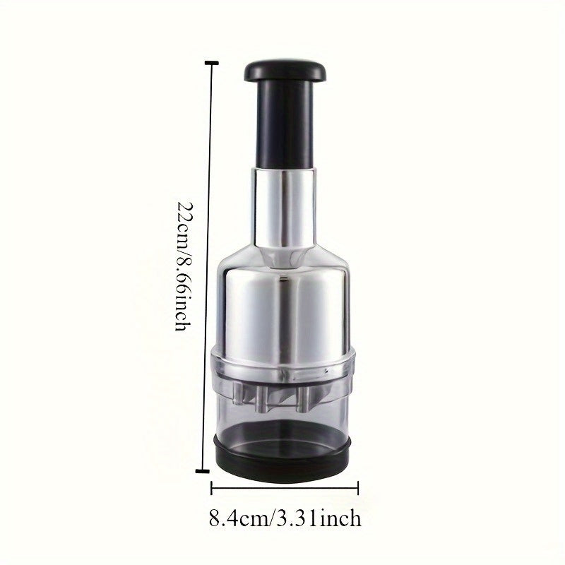 1pc Stainless Steel Manual Garlic Press & Food Chopper - Handheld Vegetable & Onion Cutter, Grinder, Crusher, Mini Grinder for RV Kitchens | Durable Kitchen Tool with Ergonomic Handle, No Electricity Needed, Garlic Crusher, K