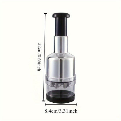 1pc Stainless Steel Manual Garlic Press & Food Chopper - Handheld Vegetable & Onion Cutter, Grinder, Crusher, Mini Grinder for RV Kitchens | Durable Kitchen Tool with Ergonomic Handle, No Electricity Needed, Garlic Crusher, K