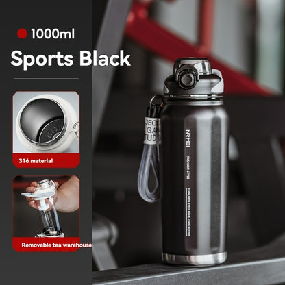 NIRMEI 316 Stainless Steel Insulated Sports Water Bottle with Straw - Leak-Proof, Dual-Use for Hot & Cold Beverages, Car Cup Holder Design, Matte Finish, Portable & Durable for Outdoor Activities, Festive Gift for Valentine'S