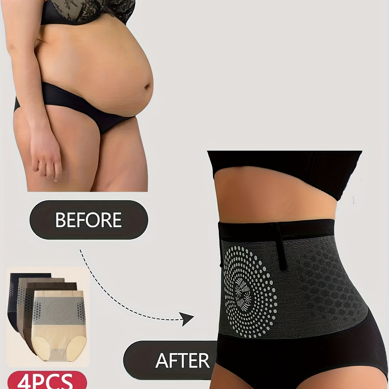 4pcs High-Waist Tummy Control Shapewear Panties for Women, Waist Trainer Butt Lifter Belly and Thigh Reducer Body Shaper, Belly Toning Panties, Thigh Sculpting Briefs, Seamless Shapewear, Sculpting Lingerie, Lightweight Shape