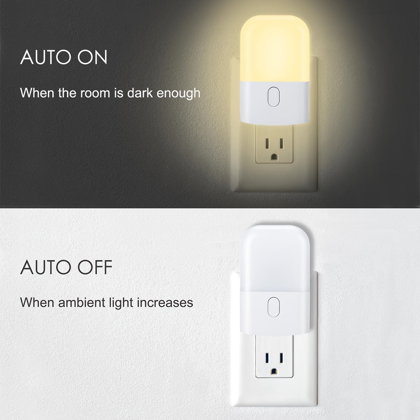 1pc/2pcs Plug-in LED Night Light, Mini Warm White LED Night Light. Bedroom, Bathroom, Kitchen, Corridor, Stairs Brightness Adjustable