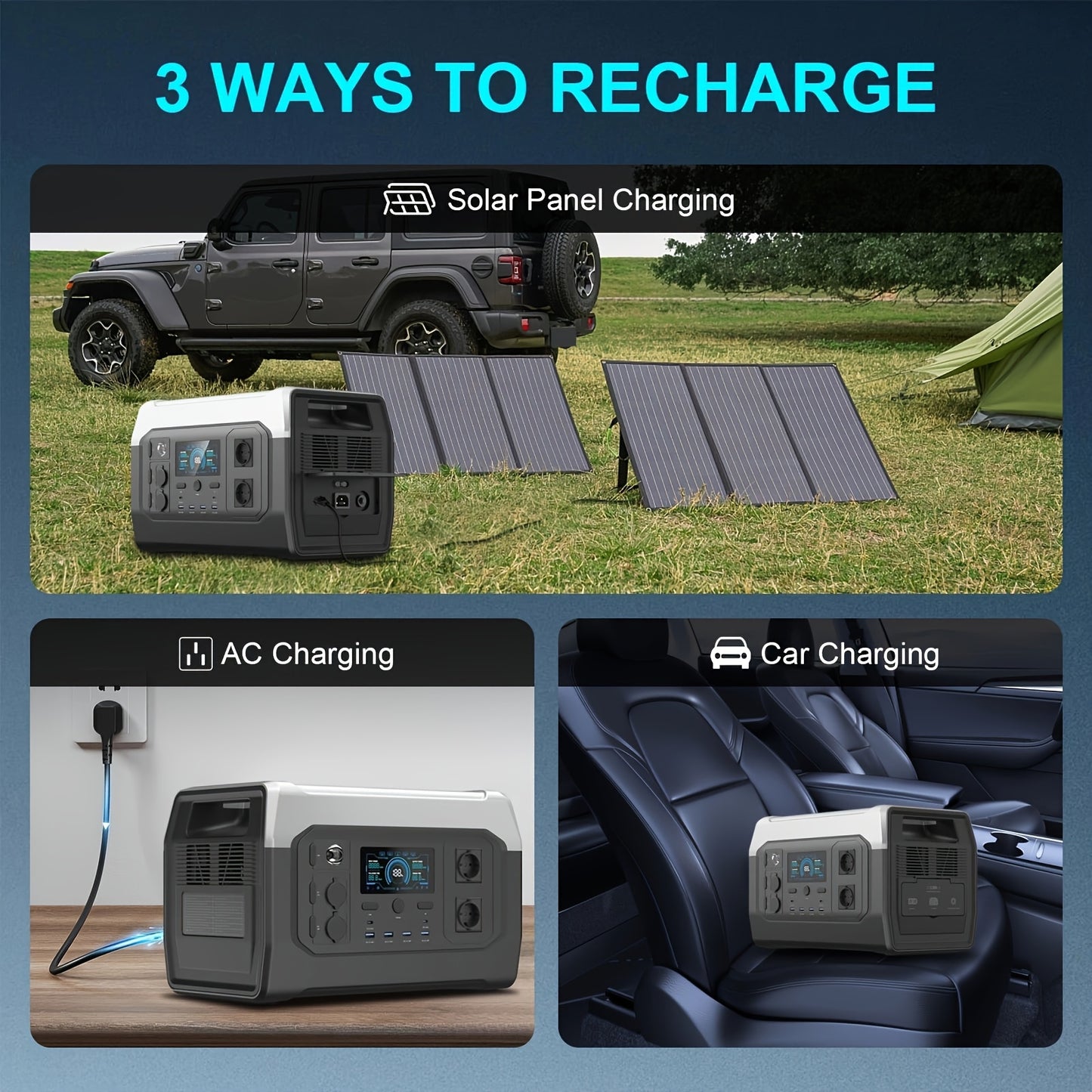 CTOLITY XP1000 Solar Generator 1024Wh LiFePO4 Portable Power Station - 1800W 2x AC Outlets, 100W Solar Panel, 1H Fast Charge, 3000+ Cycles for Camping, RV, Home Backup, Solar Power Bank Portable Charger