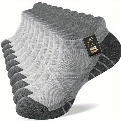10 Pairs of Men'S Low-Cut Comfortable Cushioned Casual Socks