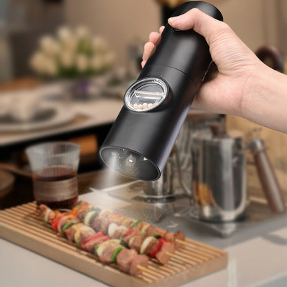 1pc/2pcs Option, Rechargeable Electric Salt And Pepper Grinder, Automatic Salt And Pepper Grinder with LED Light, Adjustable Coarseness, Large Capacity, Suitable for Home Kitchen Barbecue, Restaurant, Outdoor, Wedding Gift