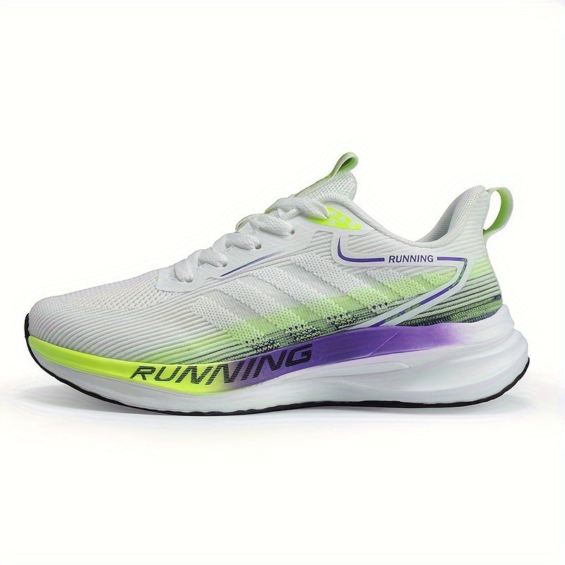 Men's Trendy Woven Knit Breathable Running Shoes, Comfy Non Slip Lace Up Soft Sole Sneakers for Men's Outdoor Activities