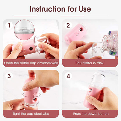 Cloud Prime Portable Mini USB Rechargeable Mist 30ml - Long-Lasting Battery, Formaldehyde-Free, 3 Colors (White/Pink/Red) with Ergonomic Design for Face & Body Hydration, Travel-Friendly Skincare Tool, Sleek Cylindrical Desig