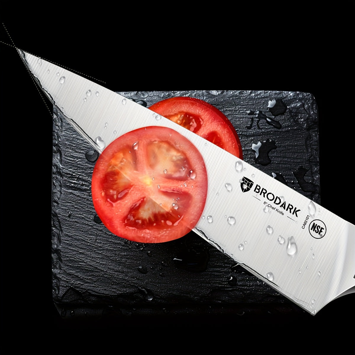 Brodark Kitchen Knife Set With Block, 15pcs Knife Block Set With Built-in Sharpener, Stainless Steel Knives Set For Kitchen, NSF Certified Kitchen Knives, Shark Series