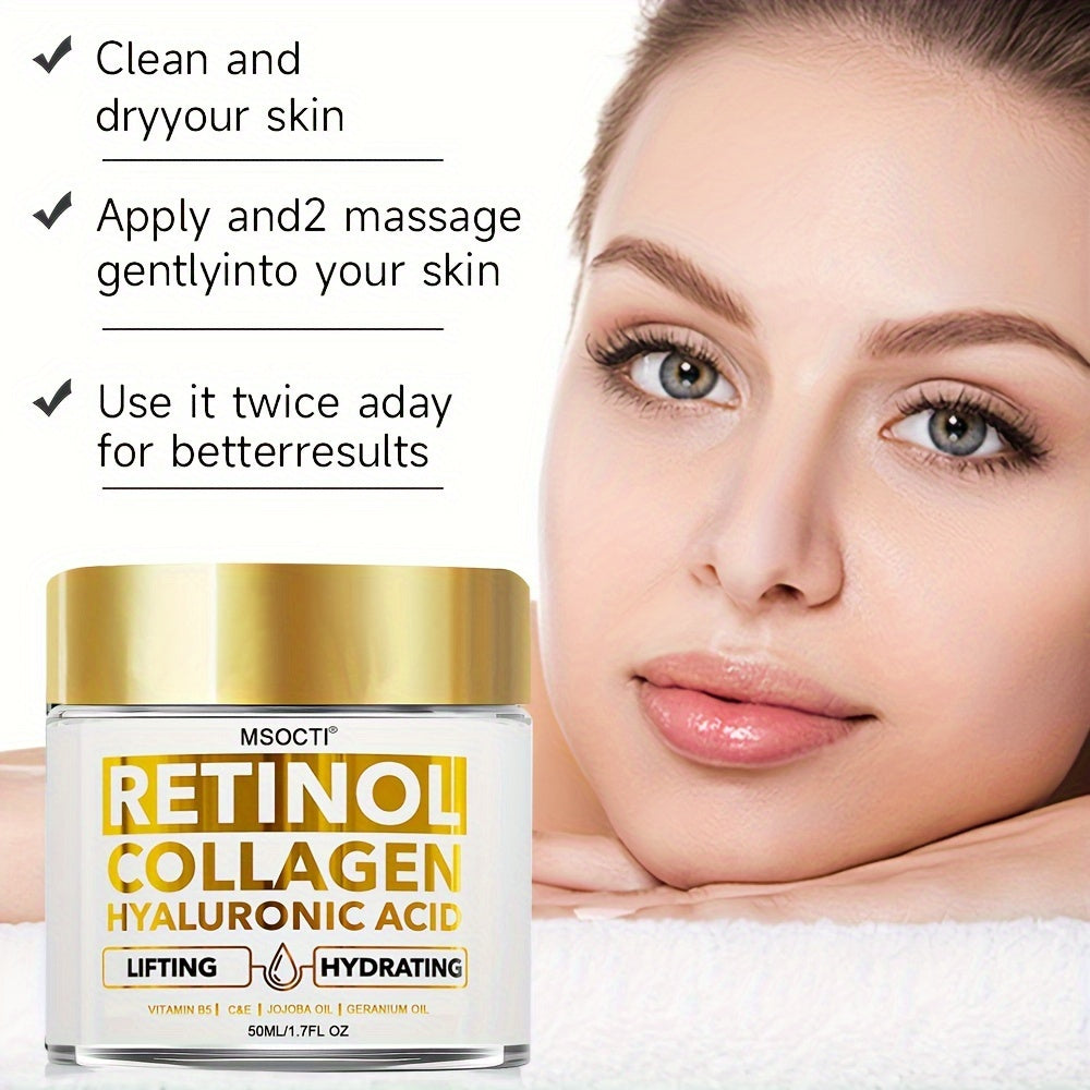 50ml Retinol Collagen Hyaluronic Acid Face Cream, All In One Moisturizer Cream, Deep Hydrating Firming Skin