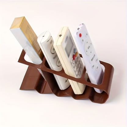 Multi-Functional Remote Control Storage Rack - Desktop Organizer with Anti-Slip Base, Holds 4 Remotes & Glasses, No Assembly Required, Space-Saving Design for Living Room, Utility Racks, Remote Control Holder, Minimalist Orga