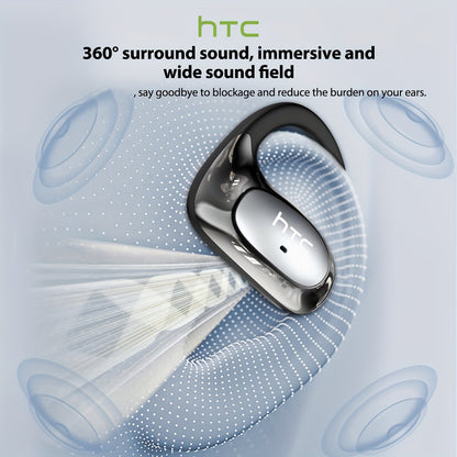 HTC NE35 AI Translation Earbuds Real-time Translation Headphones OWS Open-Ear Wireless Headphones, Latest BT V6.0, Noise Reduction Clear Call, 6.5 Hours Music Long Battery Life, Big speaker Big Volume