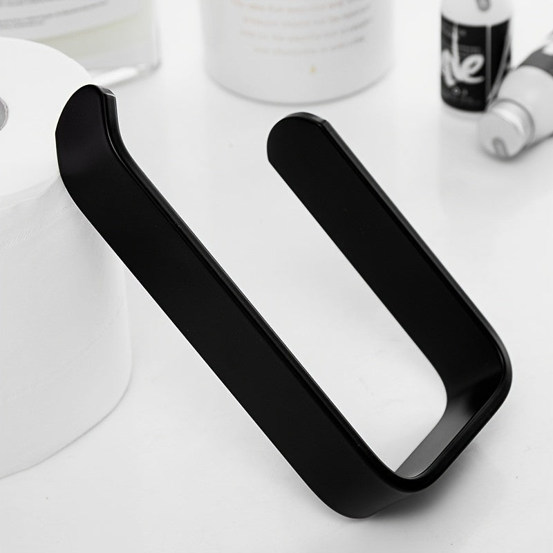 1pc Bathroom Toilet Paper Holder, Self-Adhesive No Drilling Wall Mount, Plastic Tissue Dispenser, Space-Saving Towel Rack For Home Washroom