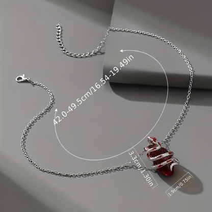 Gothic Snake Wrapped Resin Heart Decor Clavicle Chain Dark Style Pendant Necklace Y2K Necklace Jewelry For Women