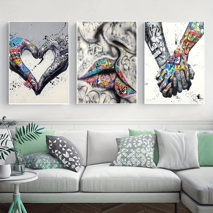 Triple Panel Abstract Art Print L2023-107, Contemporary Style, Frameless Wall Art Decor Set