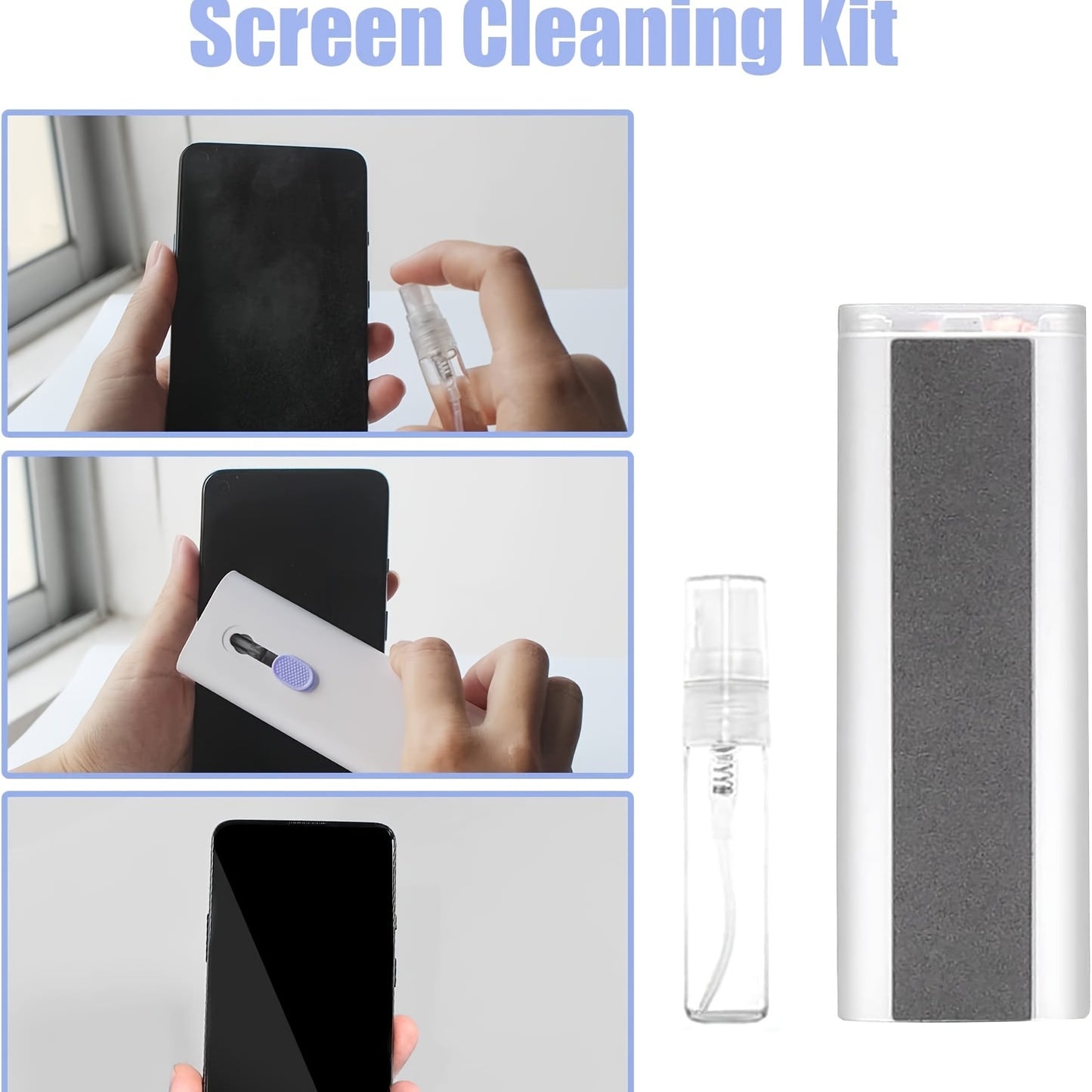 Kit de limpeza eletrónica 7 em 1 com limpador de teclado, escova extratora de teclas, caneta multifunções para limpeza de auscultadores Bluetooth, ferramenta portátil para remoção de pó de ecrãs e telemóveis, computadores portáteis, AirPods e MacBooks.