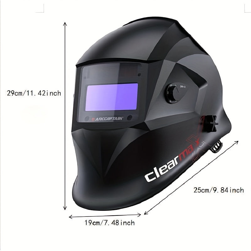 ARCCAPTAIN Auto-Darkening Welding Helmet with -Free Large View Welding Hood Mask, True Color Vision & Shade 1-4 Adjustment, CE, Compatible with Welding Machines (Professional Welder's Mask)