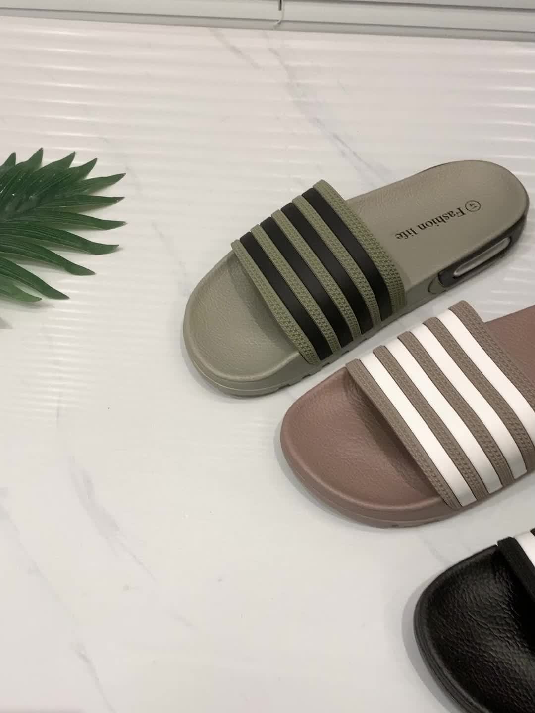 New Men's air cushion slippers, with four-strip design on the surface, air cushion shockproof sole, anti-slip and wear-resistant, fashionable and versatile