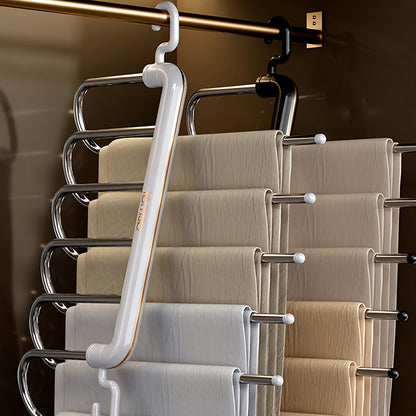 1pc Multi-layer Pants Hanger, Stainless Steel Rack, Save Space Storage And Organization For Wardrobe, Closet, Bedroom, Suitable For Pants, Jeans, Scarves