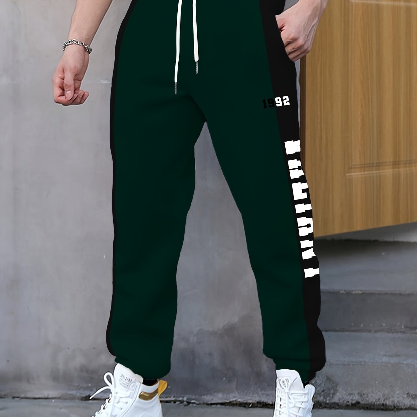 Letter Print Drawstring Sweatpants Loose Fit Pants Men's Casual Joggers For Men Winter Fall Running Jogging