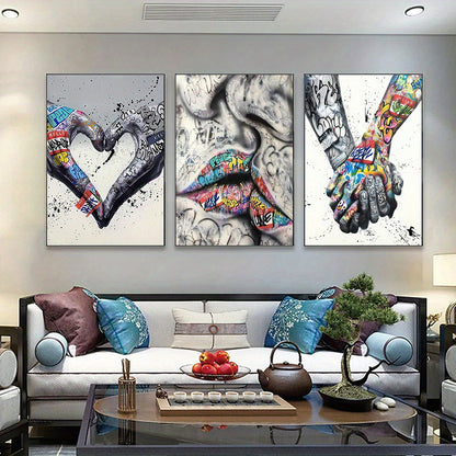 Triple Panel Abstract Art Print L2023-107, Contemporary Style, Frameless Wall Art Decor Set