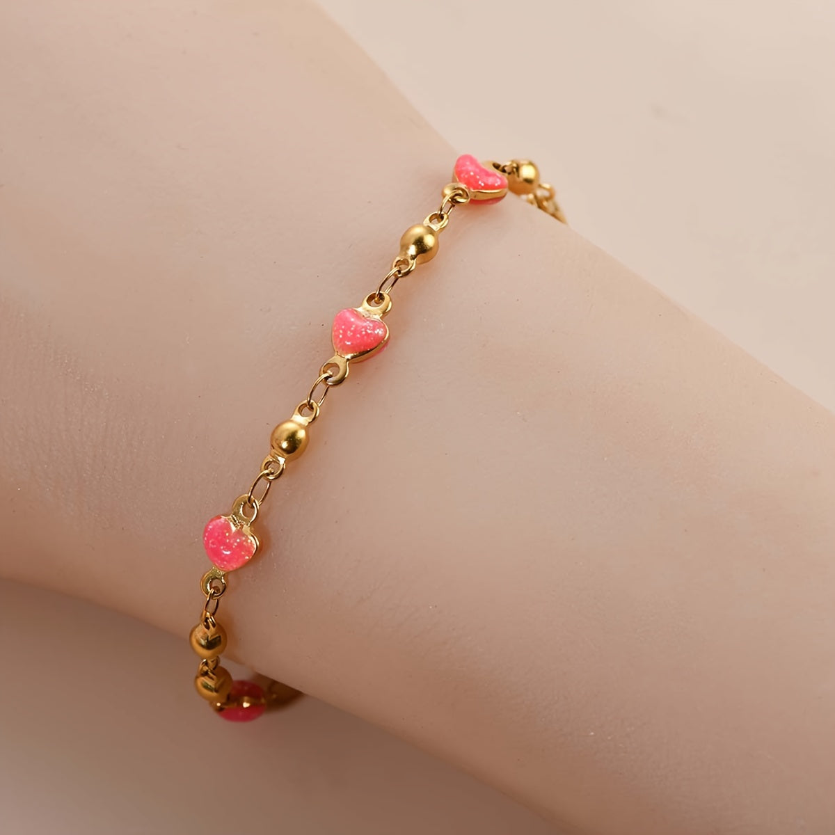 1pc 304 Stainless Steel Golden-Tone Interlocking Link Bracelet - Double-Sided Shiny Heavy Duty Chain, Durable Everyday for Wedding, Anniversary, Gift - Polishable & Tarnish-Resistant (Compatible with Male & Female Style)