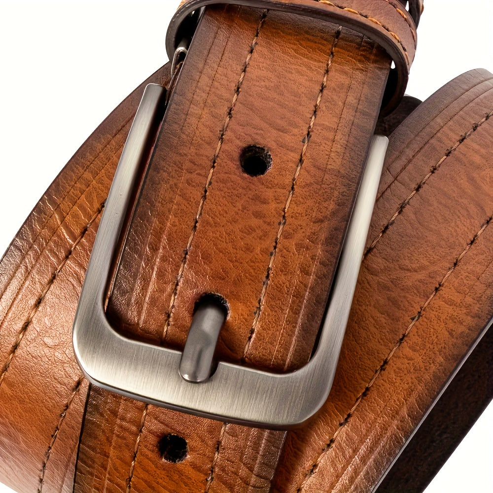 Set of 3 Men's Casual Vintage Belts, Durable Breathable Belts Designed for Business Professionals, Mature Individuals, and Fashion Enthusiasts, Ideal Gift for Any Occasion, Men's Luxury Belts, Adjustable, Square Buckle, Suita