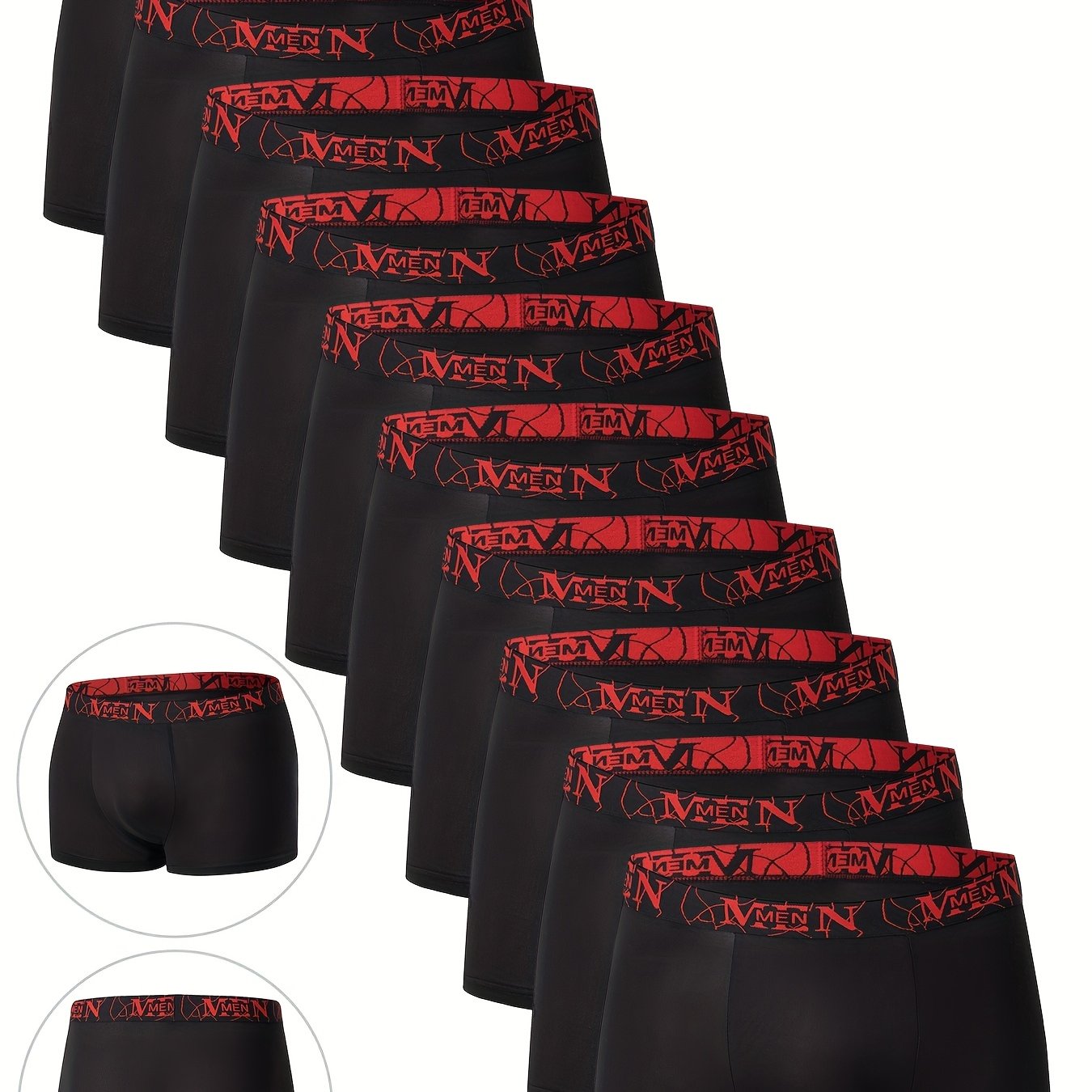 10-Pack Men'S Boxer Briefs - Breathable, Comfortable, Stretchy Underwear with "NINJA" Graphic, Solid, Perfect for Casual Attire, Gym, Or Everyday Wear