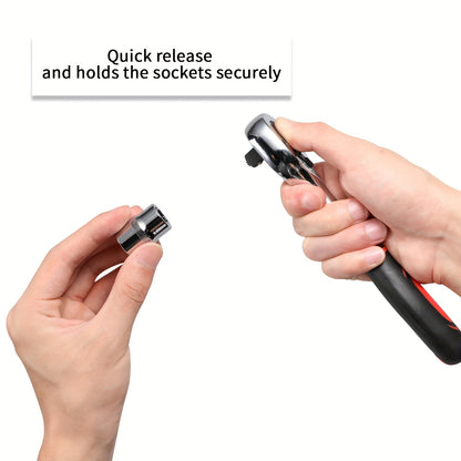 46pcs Car Repair Tool Kit, 1/4 Inch Ratchet Wrench Set with Versatile Bit Socket Set And Extension Bar, Combo Tools Kit, for Car, Motorcycle & Bicycle Repair