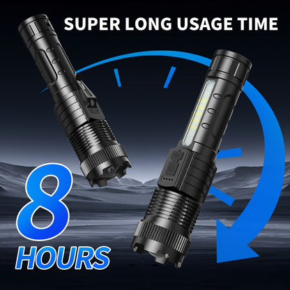 2pcs Flashlights High Lumens Rechargeable LED with USB-C, 6 Light Modes, Zoomable & USB-C Cable Included, USB-Powered Handheld Torch for Camping, Emergency, Outdoor - Buy 1 Get 1 Free (Cob Side Light, Flash, Survival Gadgets,