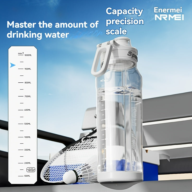 Garrafa de água desportiva NRMEi com palhinha, tampa flip-top e pega portátil - Design durável, resistente a impactos e antiderrapante para ginásio, atividades ao ar livre e hidratação. Acabamento brilhante e elegante. Material livre de BPA.