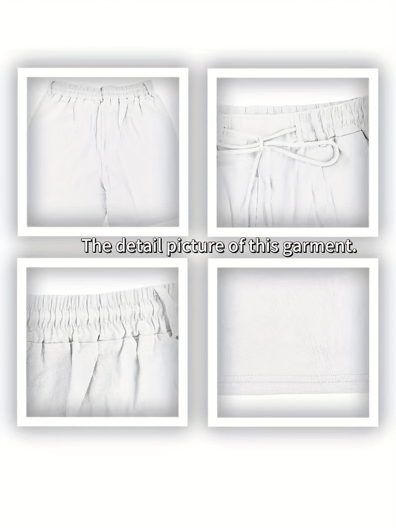 Men'S Casual Summer Linen Shorts - Light Gray, Breathable 5-Inch Shorts with Pockets, Perfect for Beach & Outdoor Activities, Casual Summer Wear|Relaxed Fit Shorts|Pocketed Shorts