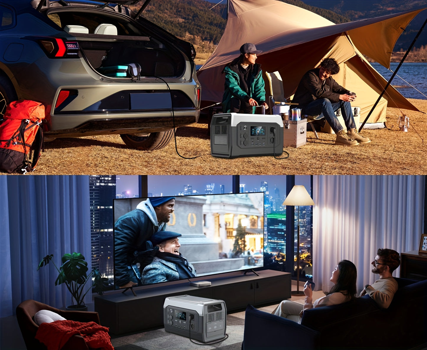 CTOLITY XP1000 Solar Generator 1024Wh LiFePO4 Portable Power Station - 1800W 2x AC Outlets, 100W Solar Panel, 1H Fast Charge, 3000+ Cycles for Camping, RV, Home Backup, Solar Power Bank Portable Charger