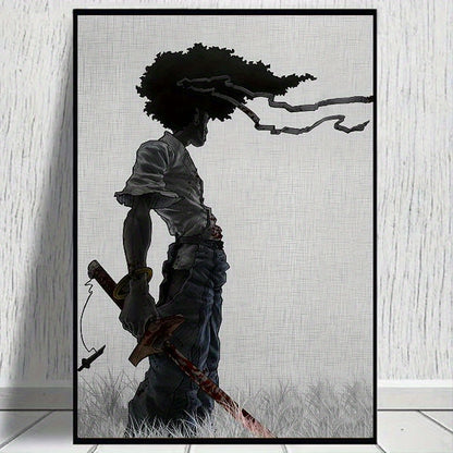 1pc African Samurai Anime Poster, Room Aesthetics Poster, Decoration Painting, Canvas Wall Art, Living Room Poster, Bedroom Painting, Home Decor, Frameless
