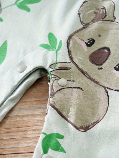Baby Cute Cartoon Koala Long Sleeve Crew Neck Rompers