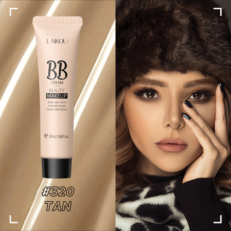 LAIKOU Waterproof BB Cream Full Coverage Concealer, Natural/Ivory/Tan 30ml, Long Lasting Foundation Make Up, Oil Control, Even Skin Tone, Hide Pores