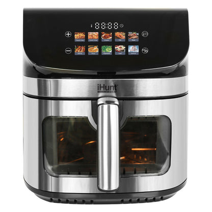iHunt Bro Air Fryer II Ultra 9L, 2200W, Dual Heating Top-Bottom 360 Degrees, Color Touch Display, 10 Automatic Programs, Adjustable Temperature, Timer, Stainless Steel, Silver