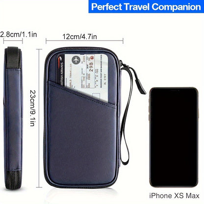 1pc Family Passport Holder With A Sim Card Slot And Eject Pin, RFID Blocking Passport Wallet, Waterproof Ticket Document Organizer Bag With Chain Strap, Up To 6 Passports 9 Credit Cards