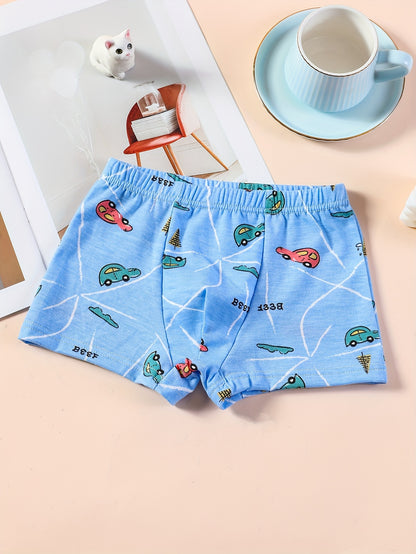 3pcs Toddler Kid Boys Underwear Soft Breathable Cartoon Car Pattern Comfy Boxers Briefs