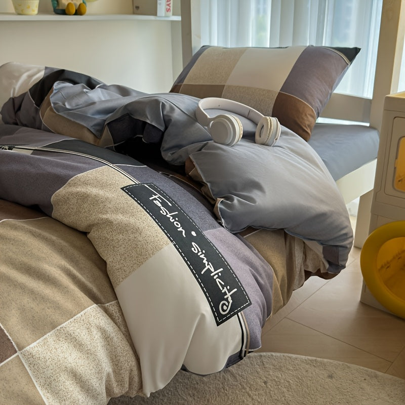 Conjunto de quatro peças: capa de edredão, lençol e fronha. Macio e confortável, com design de dupla face AB, toque fresco e agradável. Lavável à máquina, suave para a pele. Ideal para quartos e dormitórios.